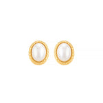 Brinco de Pérola Shell Dora Oval Folheado a Ouro 18k