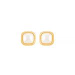 Brinco de Pérola Shell Talia Quadrado Folheado a Ouro 18k