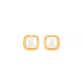 Brinco de Pérola Shell Talia Quadrado Folheado a Ouro 18k