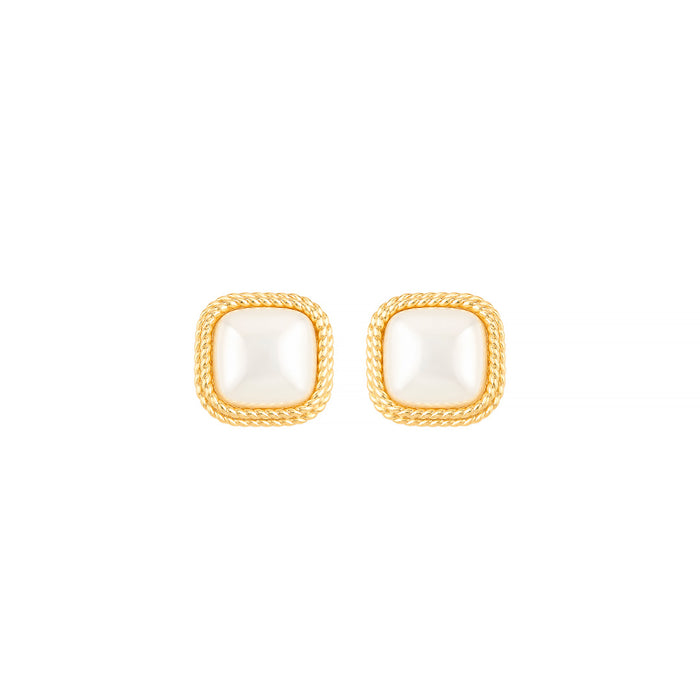Brinco de Pérola Shell Talia Quadrado Folheado a Ouro 18k