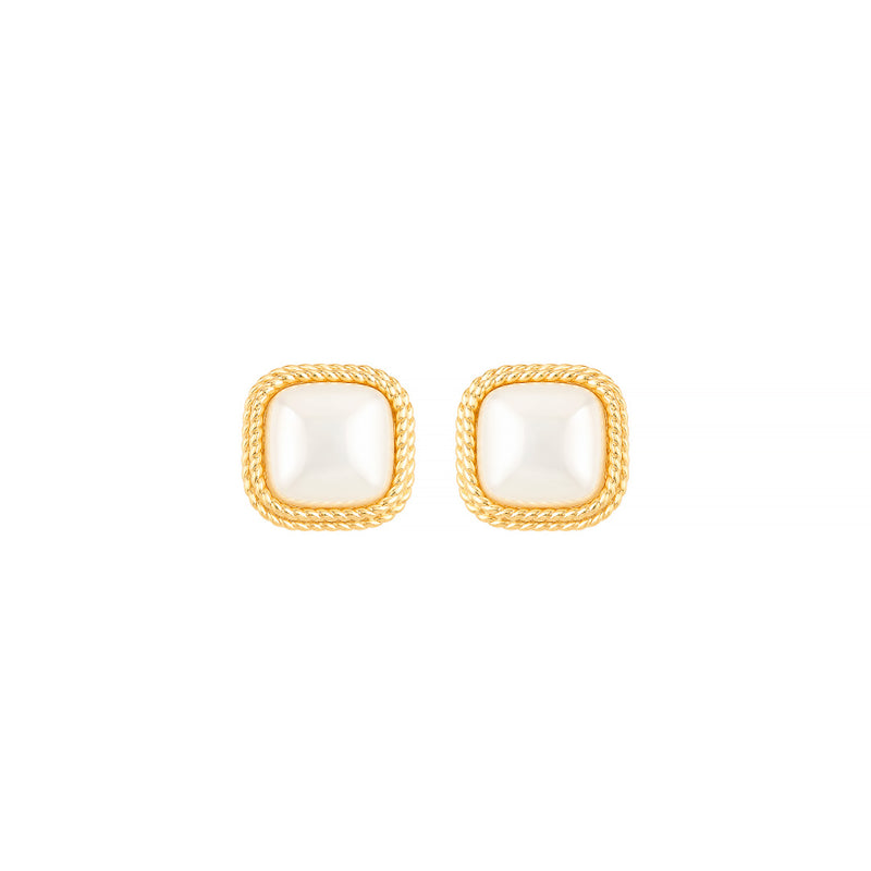 Brinco de Pérola Shell Talia Quadrado Folheado a Ouro 18k