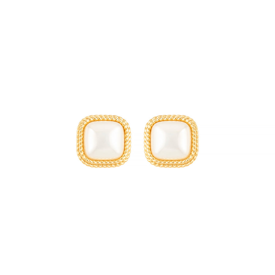 Brinco de Pérola Shell Talia Quadrado Folheado a Ouro 18k