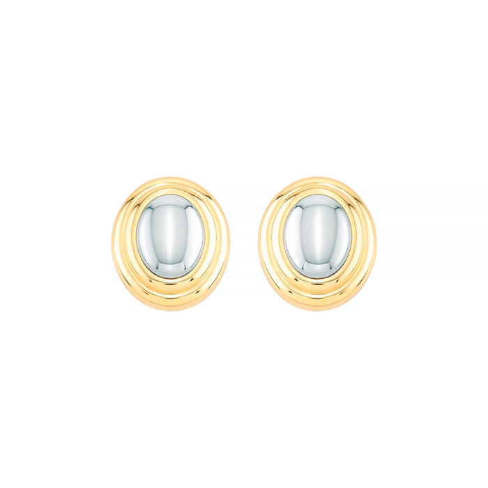 Brinco Cecilia Oval Folheado a Ouro 18k e Folheado em Ródio Branco