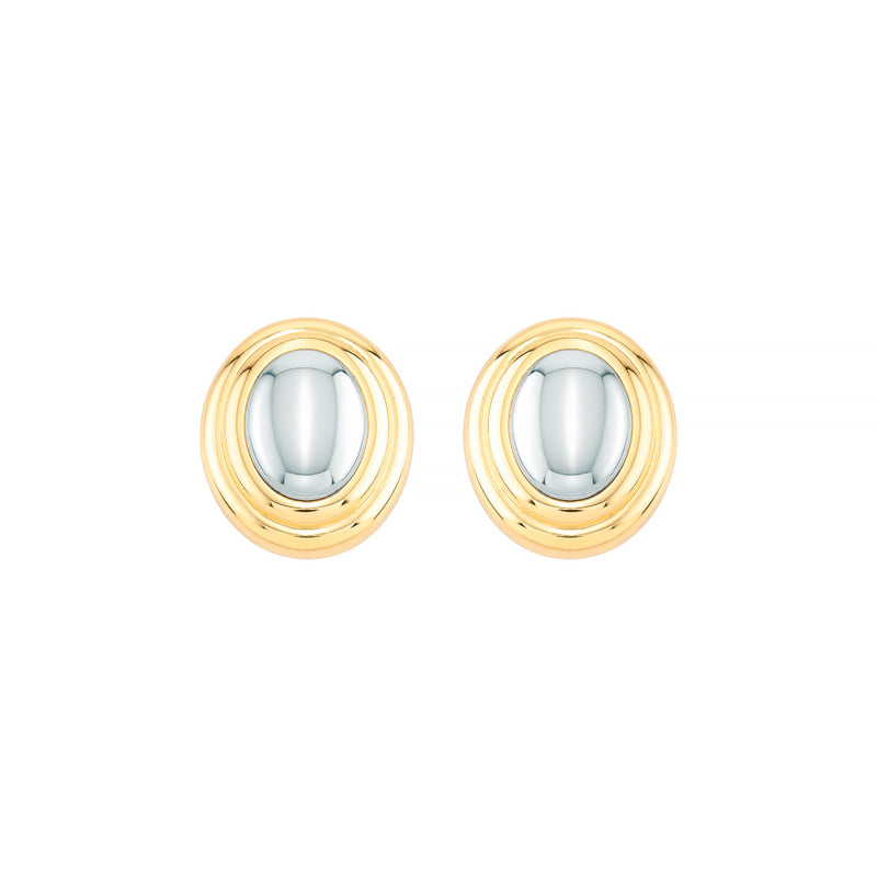 Brinco Cecilia Oval Folheado a Ouro 18k e Folheado em Ródio Branco