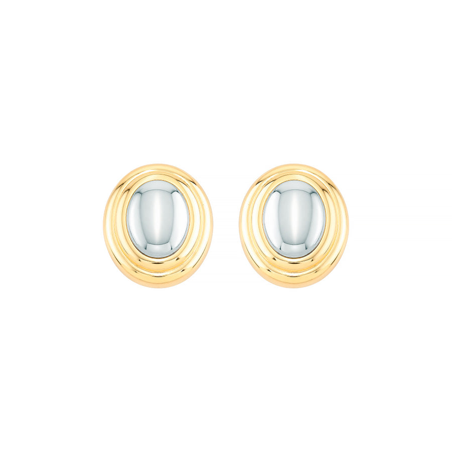 Brinco Cecilia Oval Folheado a Ouro 18k e Folheado em Ródio Branco