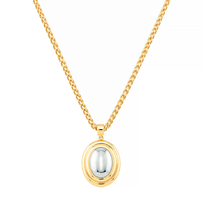 Colar Cecilia Oval Folheado a Ouro 18k e Folheado em Ródio Branco