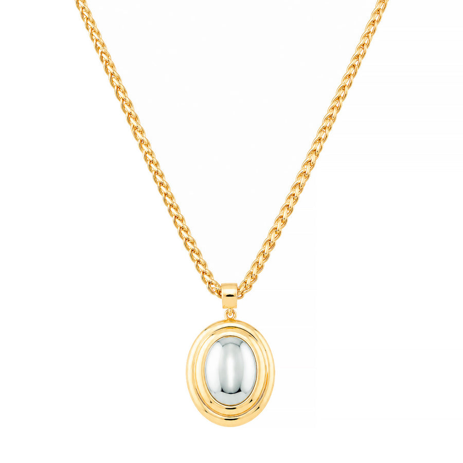 Colar Cecilia Oval Folheado a Ouro 18k e Folheado em Ródio Branco
