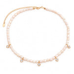 Choker Rebeca Peróla de Água Doce Ponto de Luz Folheado a Ouro 18k