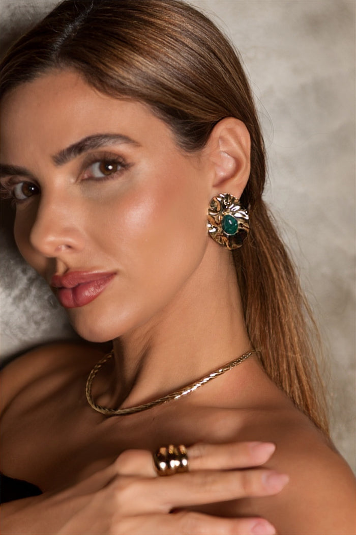 Ingrid Giovinazzo - Brinco Oval Laura Verde & Anel Bold Nara