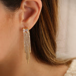 Brinco Franjas Antonella Zicônias Folheado a Ouro 18k