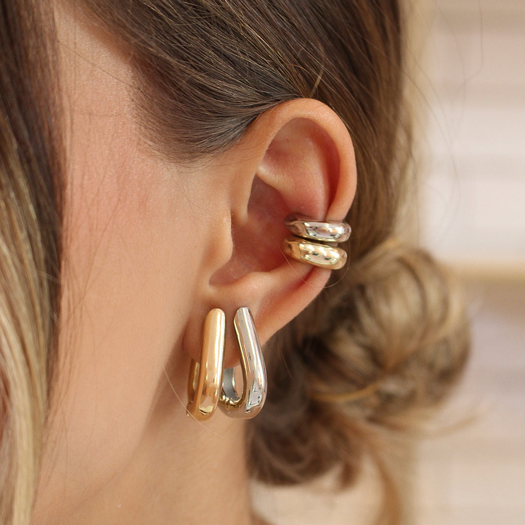 Brinco de Argola V Luci Folheado em Ródio Branco