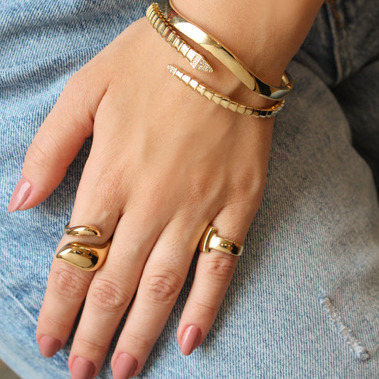 Bracelete Articulado Isis Serpente Folheado a Ouro 18k