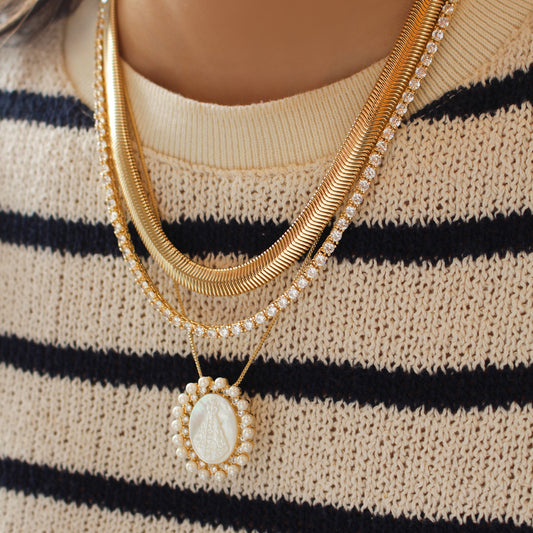 Choker Piuka Fernanda Malha Metal Larga Folheada a Ouro 18k