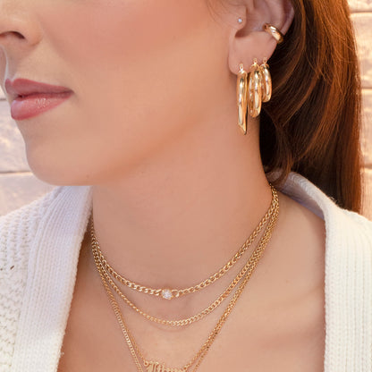 Brinco de Argola Tubo Nana M Folheado a Ouro 18k