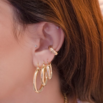 Brinco de Argola Tubo Nana M Folheado a Ouro 18k