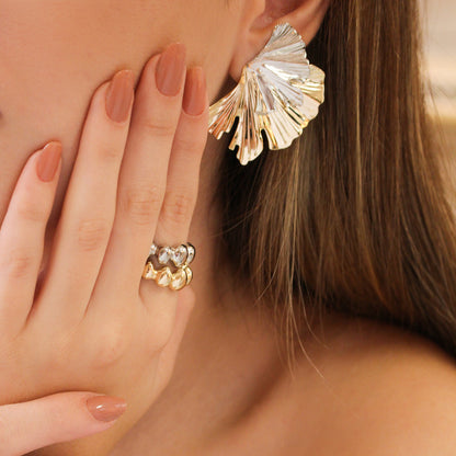 Brinco Matelado Ingrid Folheado a Ouro 18k Folheado em Ródio Branco