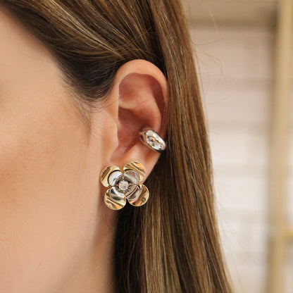 Piercing de Encaixe Nicolle Folheado em Ródio Branco