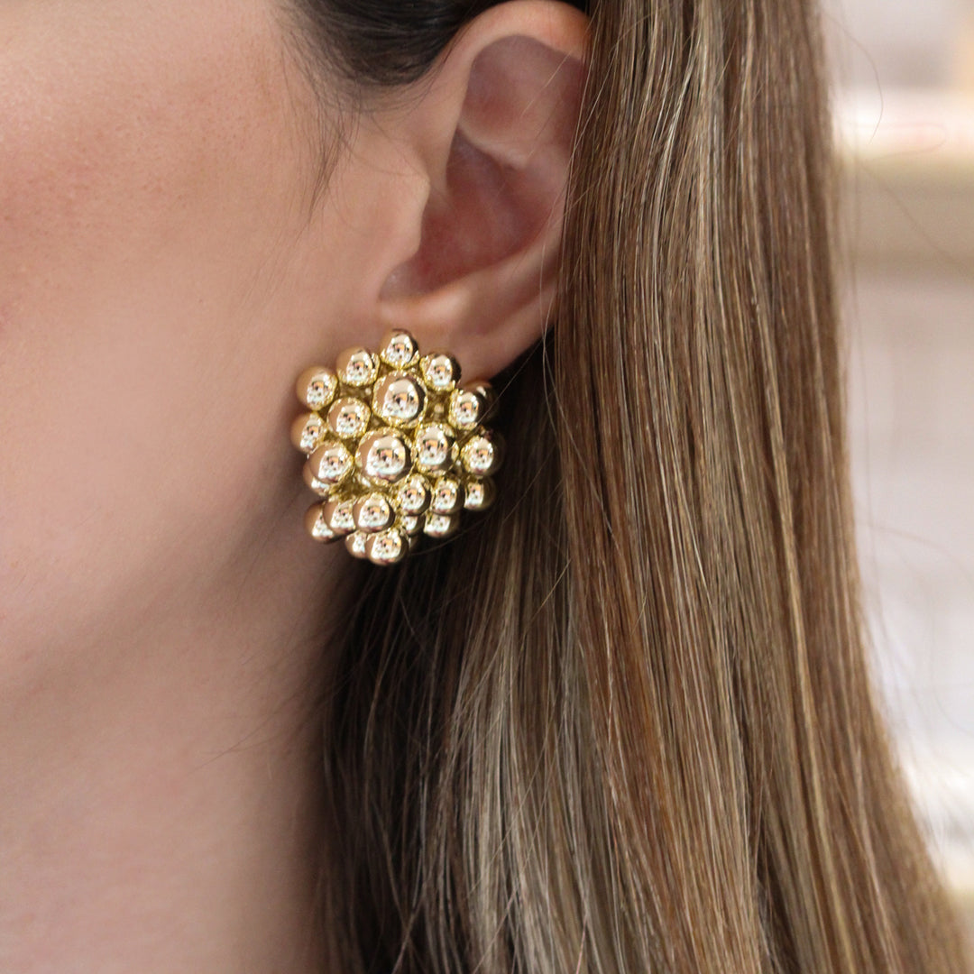 Brinco Esferas Orgânico Joana Folheado a Ouro 18k