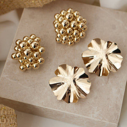 Brinco Flor Orgânico Cláudia Folheado a Ouro 18k