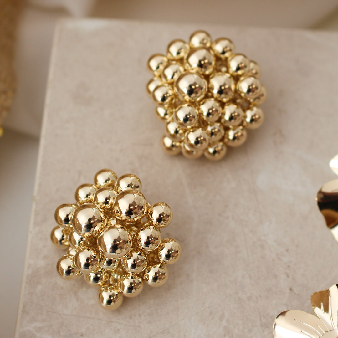 Brinco Esferas Orgânico Joana Folheado a Ouro 18k