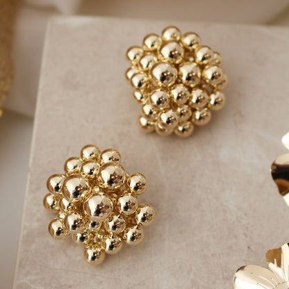 Brinco Esferas Orgânico Joana Folheado a Ouro 18k