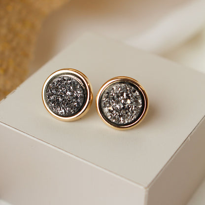 Brinco Bárbara Pirita Grafite Folheado a Ouro 18k