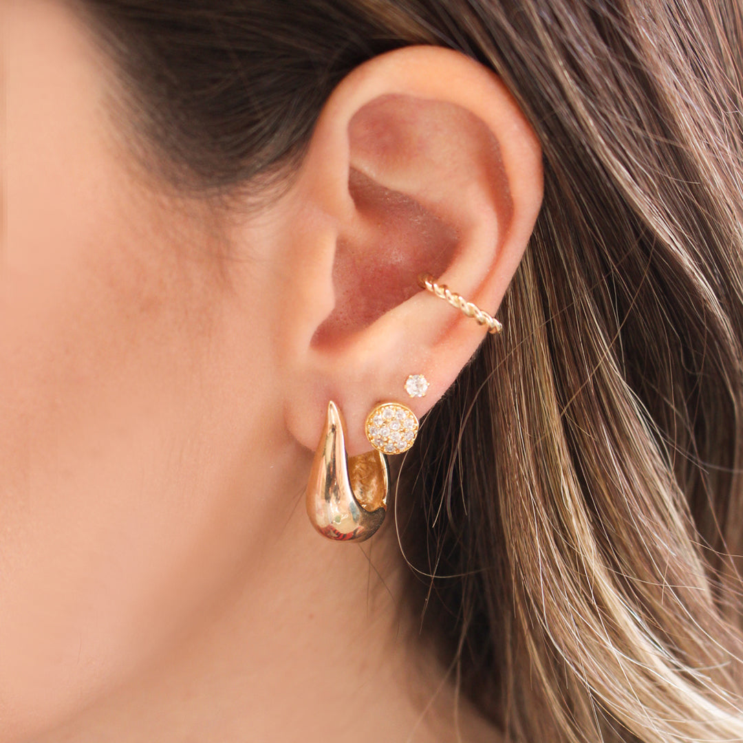 Brinco de Argola Pequena Diana Vintage Metal Folheado a Ouro 18k