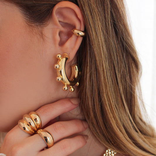 Brinco de Argola Tubo Carolina Folheado a Ouro 18k