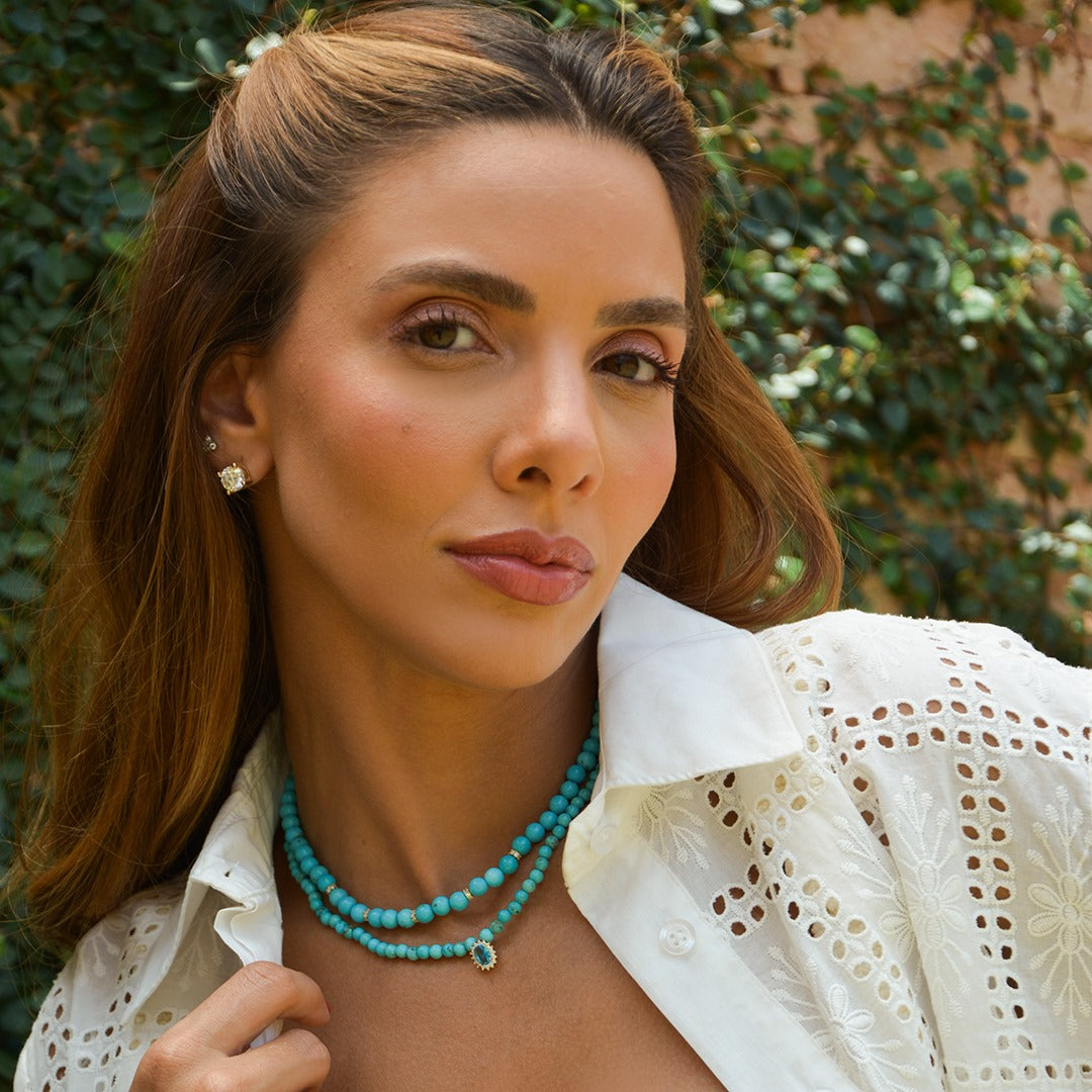 Ingrid Giovinazzo - Colar e Pulseira Nádia Howlita Turquesa