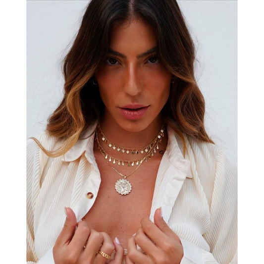 Rachel Apollonio - Mix Colar Medalha Signos E Choker Flora - Piuka