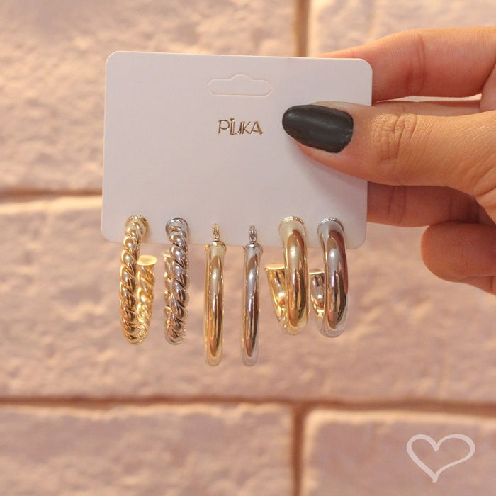 Mix De Cartelinha Argolas - Gold E Silver