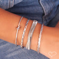 Mix Pulseira Malha Metal E Braceletes Ródio Branco - Piuka