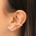 Brinco Ear Cuff July Zircônias Folheado em Ródio Branco