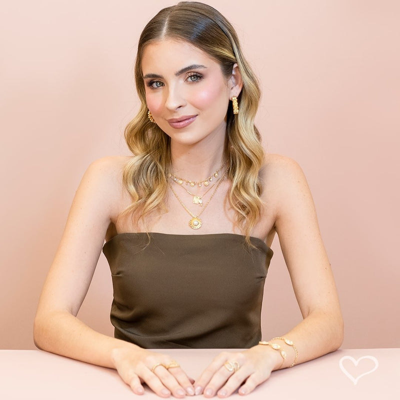 Anel Aimee Duas Gotas Zircônias Folheado a Ouro 18k - Piuka