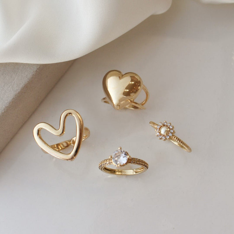 Anel Ajustável Coração Lili Folheado a Ouro 18k - Piuka