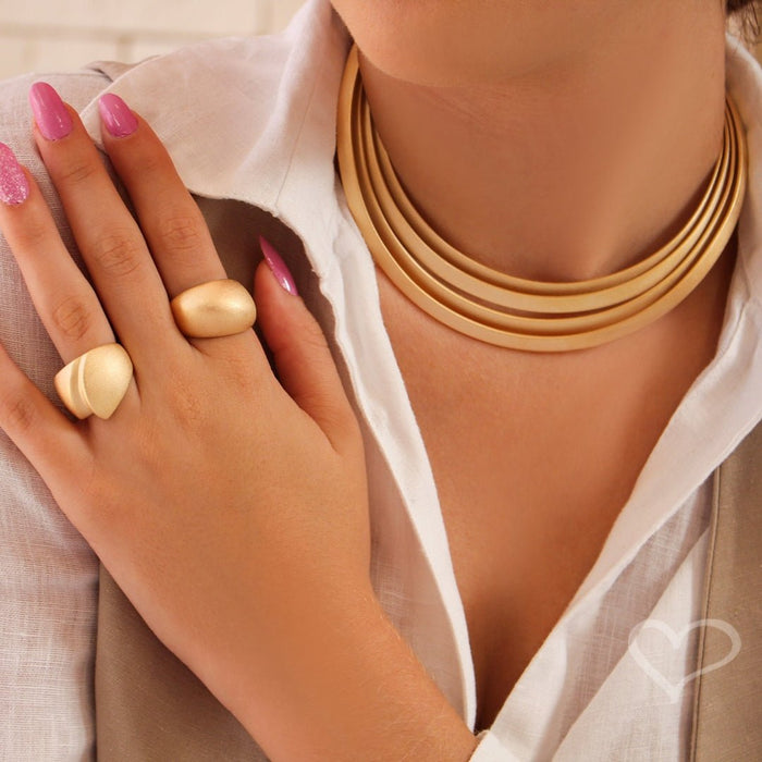Anel Ajustável Mariana Acetinado Folheado a Ouro 18k