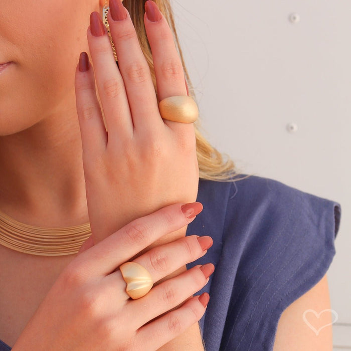 Anel Ajustável Yasmin Acetinado Folheado a Ouro 18k