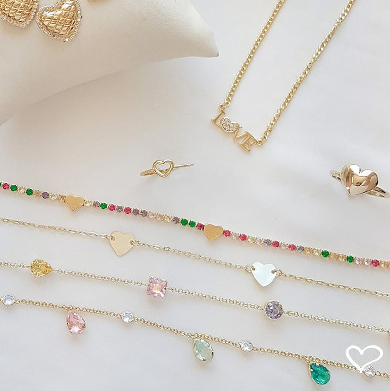 Anel de Coração Vazado Folheado a Ouro 18k Amelie - Piuka