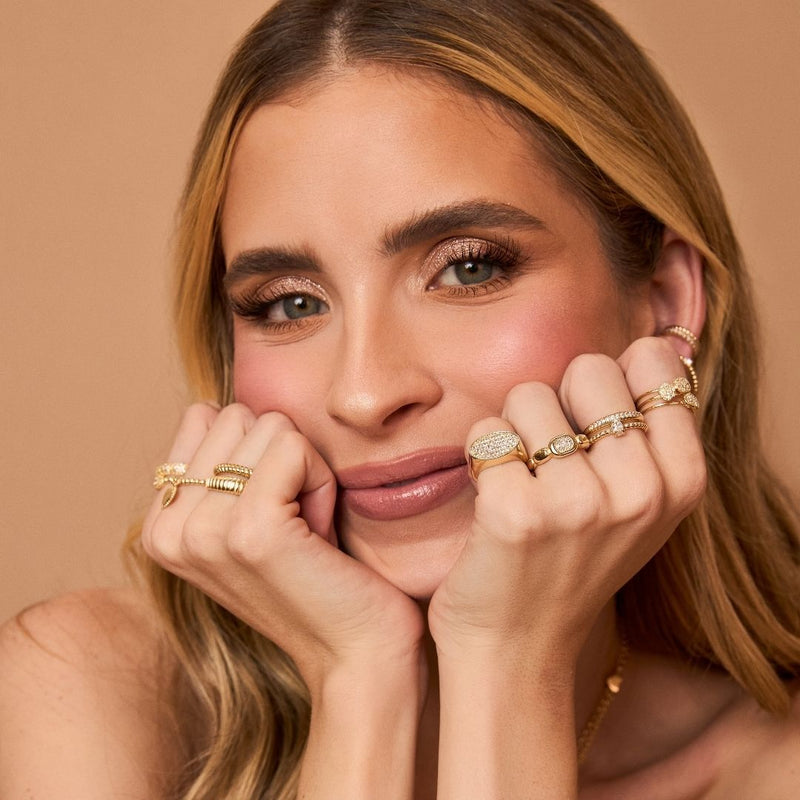 Anel de Dedinho Aurora Zircônias Folheado a Ouro 18k - Piuka