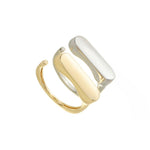Anel Duplo Ajustável Lia Folheado a Ouro 18k e Folheado em Rodio Branco - Piuka