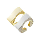 Anel Duplo Luli Folheado a Ouro 18k e Folheado em Ródio Branco - Piuka