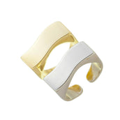 Anel Duplo Luli Folheado a Ouro 18k e Folheado em Ródio Branco - Piuka