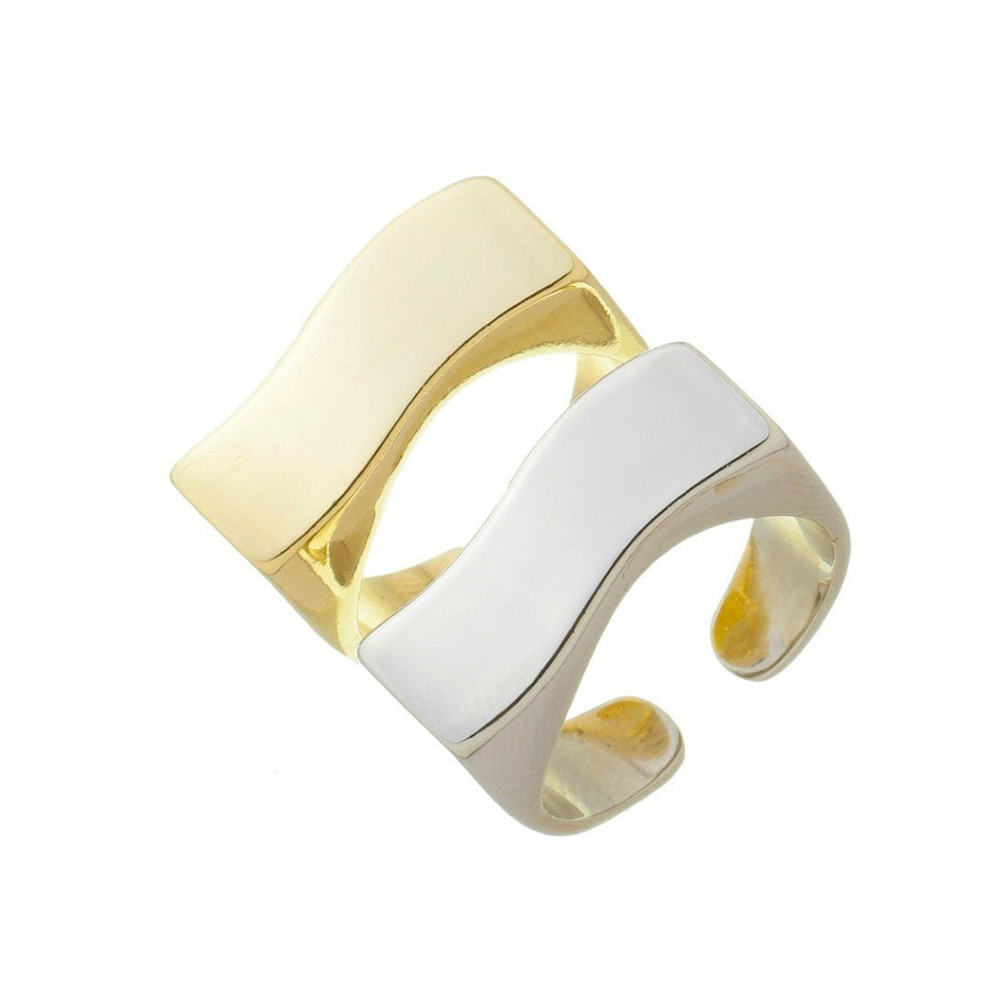 Anel Duplo Luli Folheado a Ouro 18k e Folheado em Ródio Branco - Piuka