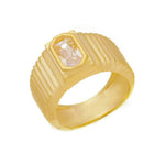 Anel Folheado a Ouro 18k Baguete Zircônia Layla - Piuka