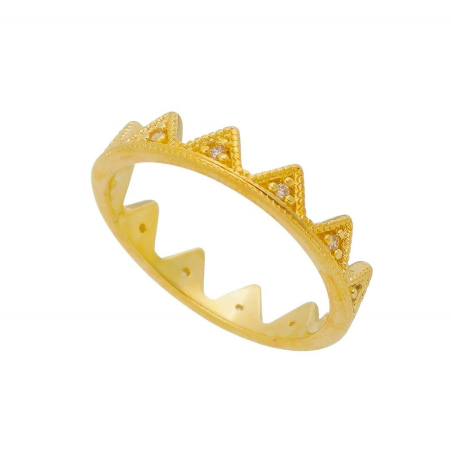 Anel Folheado a Ouro 18k Coroa Zircônias Esther - Piuka