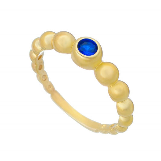 Anel Folheado a Ouro 18k Zircônia Safira Florine - Piuka