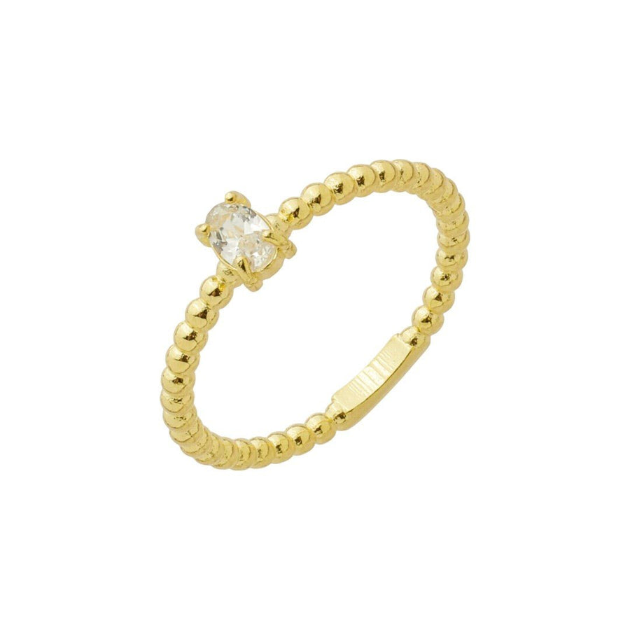 Anel Kim Ponto de Luz Zircônia Oval Folheado a Ouro 18k - Piuka