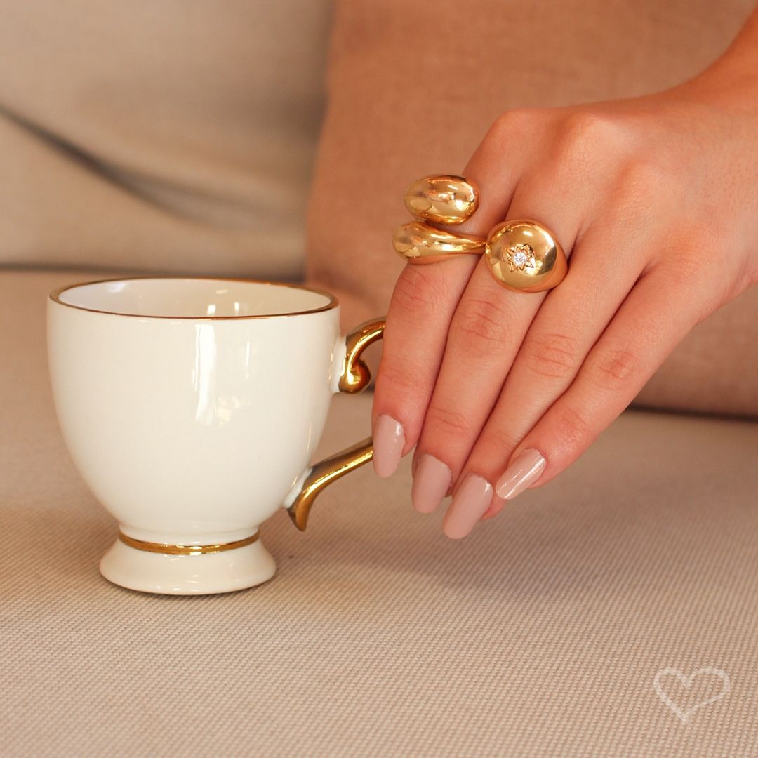 Anel Redondo Carole Zircônia Folheado a Ouro 18k - Piuka