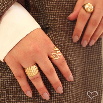 Anel Redondo Carole Zircônia Folheado a Ouro 18k - Piuka