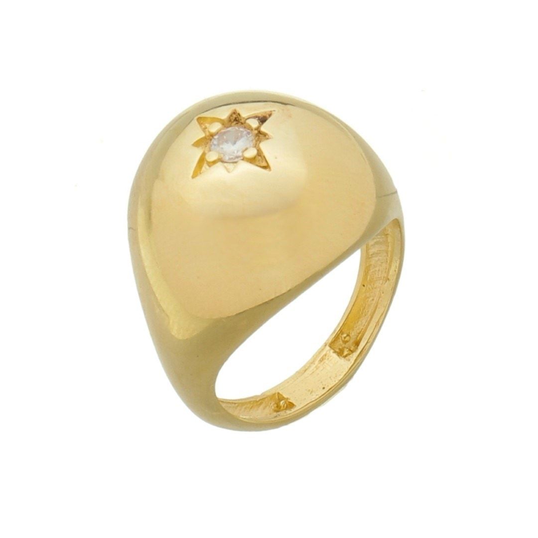 Anel Redondo Carole Zircônia Folheado a Ouro 18k - Piuka